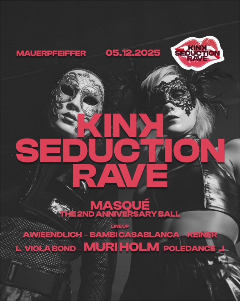 Flyer Kink Seduction Rave Masqué – 2 JAHRE – Poledance Show